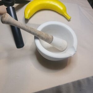 Marble Pestle and Mortar with Wood and Marble Handle